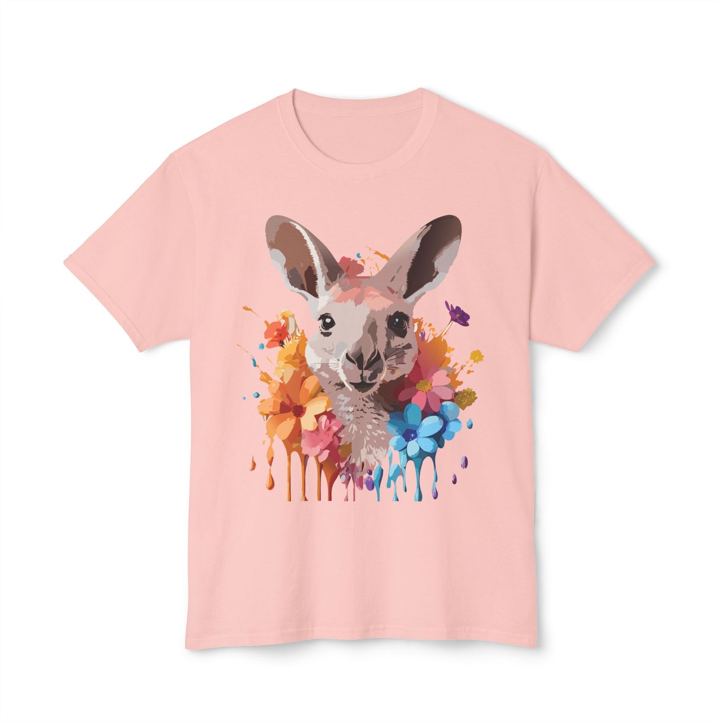 Kangaroo T-Shirt, Vintage Kangaroo Tee, Floral Tees, Kangaroo Art Design Shirt, Tee Shirt with Kangaroo 1