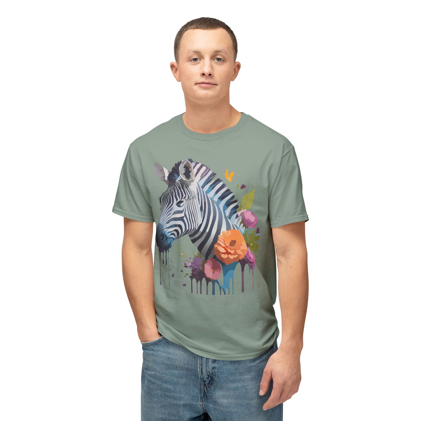 Zebra T-Shirt, Vintage Zebra Tee, Floral Tees, Zebra Art Design Shirt, Tee Shirt with Zebra 9