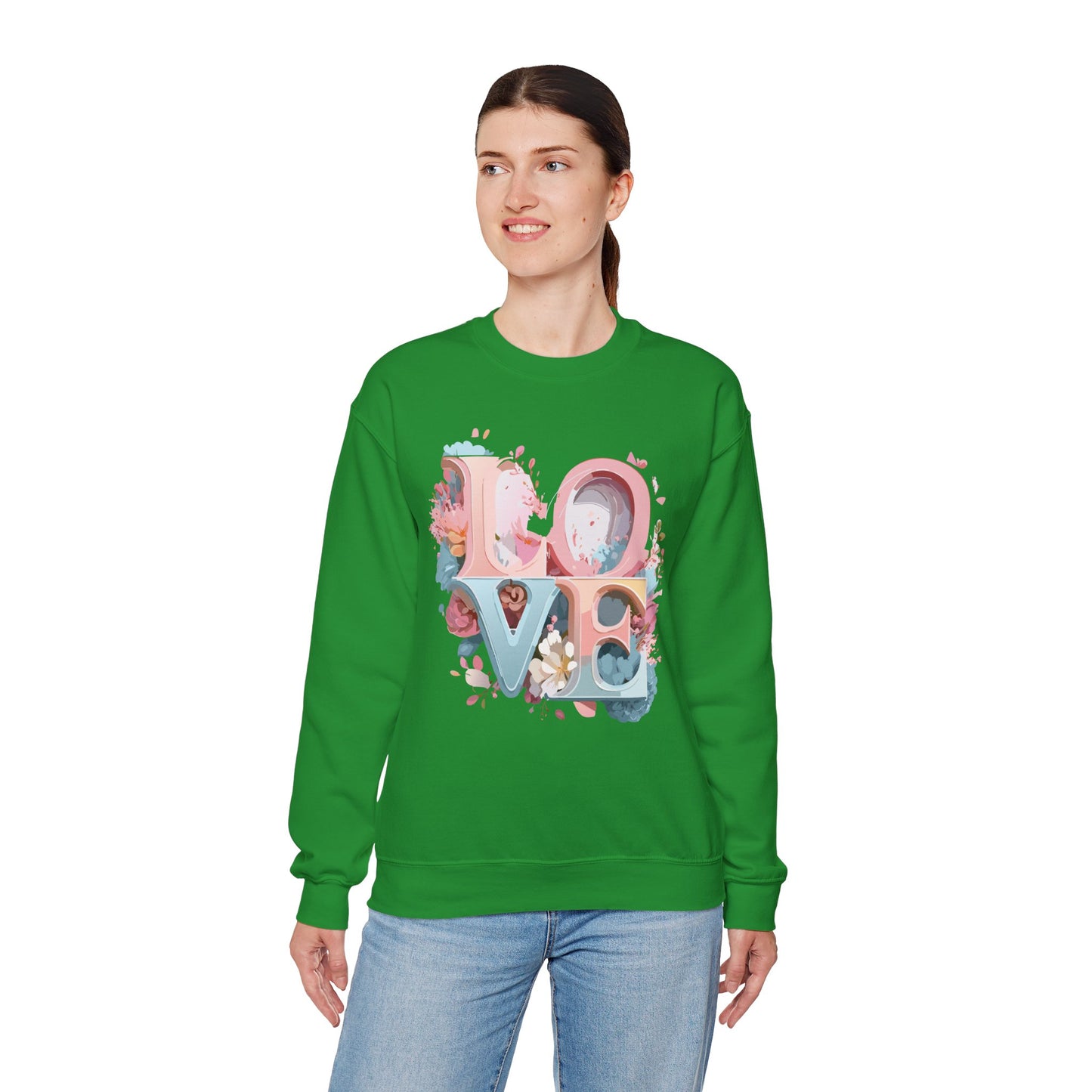Floral Love Sweatshirt, Valentine's Day Sweatshirt, Love Flower Sweatshirt
