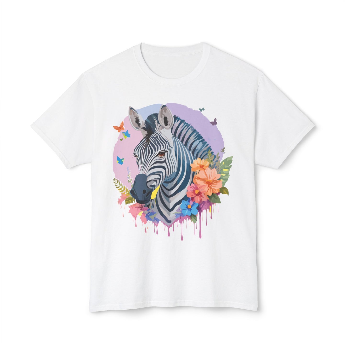 Zebra T-Shirt, Vintage Zebra Tee, Floral Tees, Zebra Art Design Shirt, Tee Shirt with Zebra 3