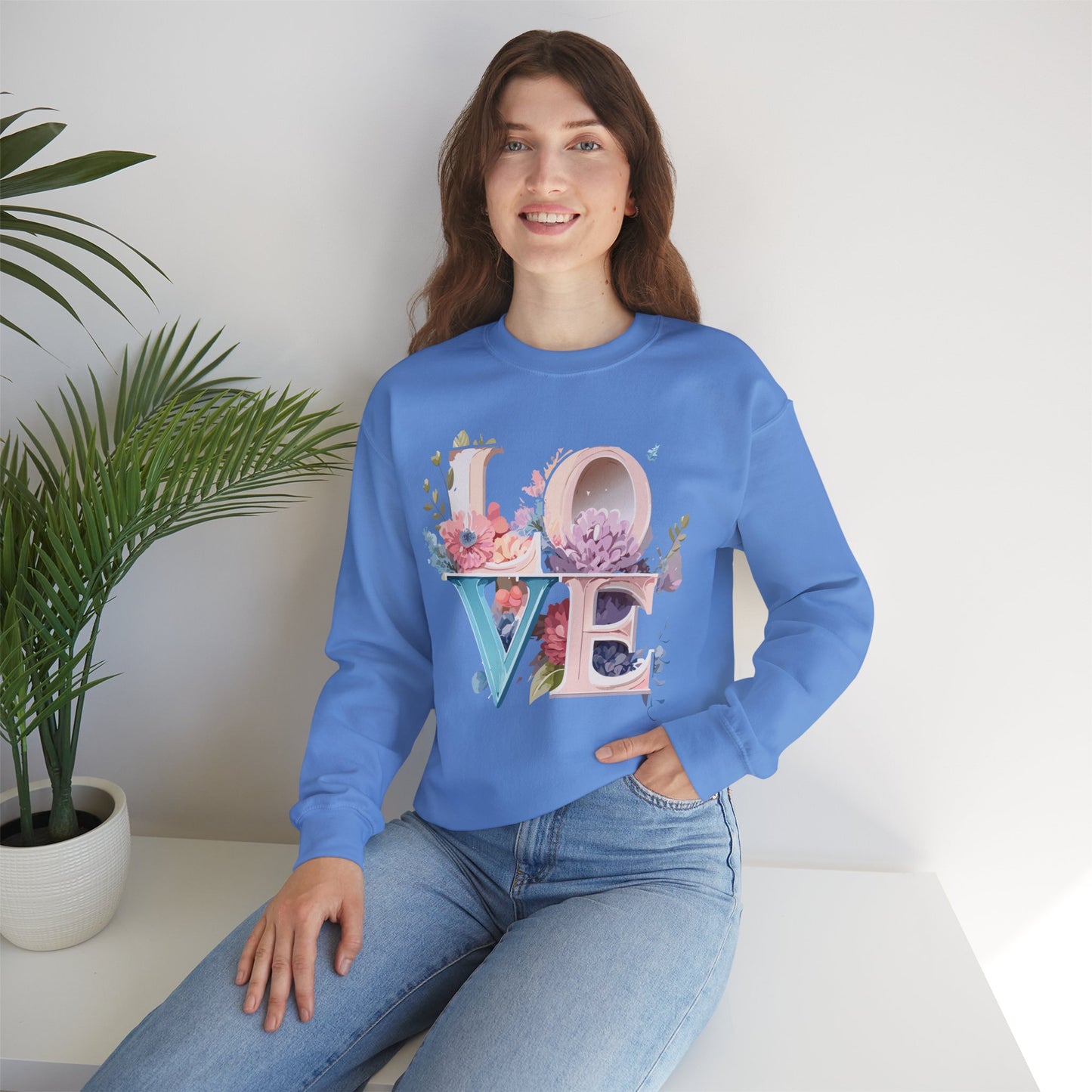 Floral Love Sweatshirt, Valentine's Day Sweatshirt, Love Flower Sweatshirt