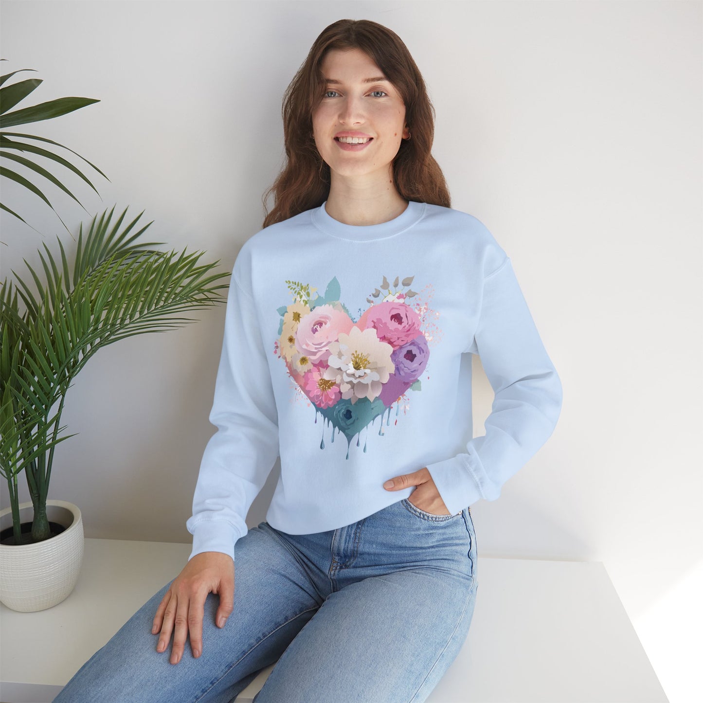 Floral Heart Sweatshirt, Floral Love Sweatshirt, Valentine's Day Sweatshirt, Heart Floral Sweatshirt