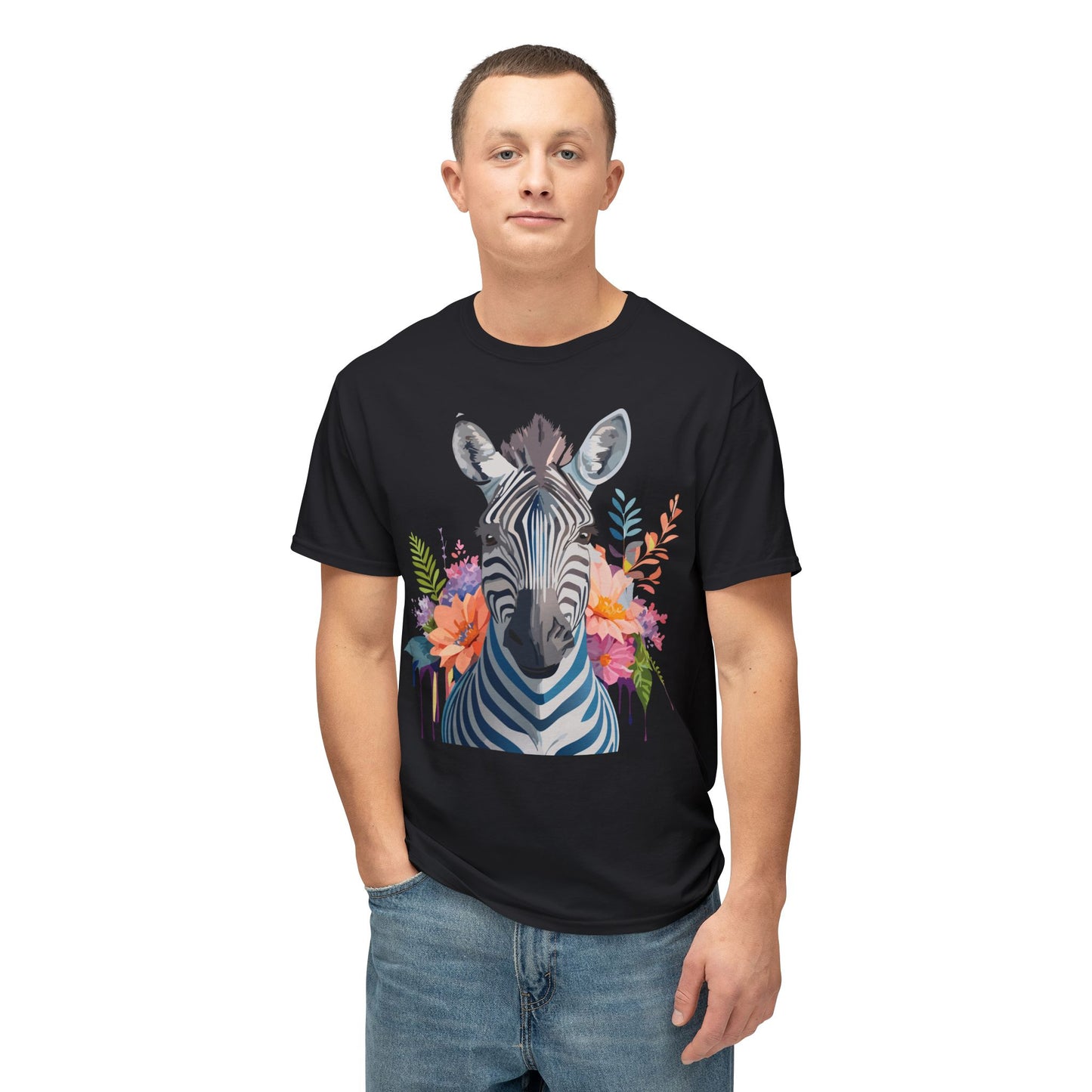 Zebra T-Shirt, Vintage Zebra Tee, Floral Tees, Zebra Art Design Shirt, Tee Shirt with Zebra 5