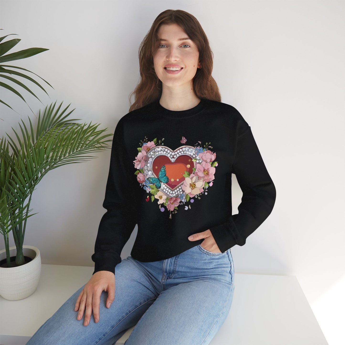 Floral Heart Sweatshirt, Floral Love Sweatshirt, Valentine's Day Sweatshirt, Heart Floral Sweatshirt