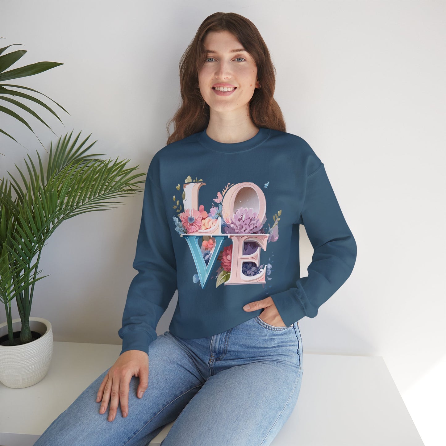 Floral Love Sweatshirt, Valentine's Day Sweatshirt, Love Flower Sweatshirt