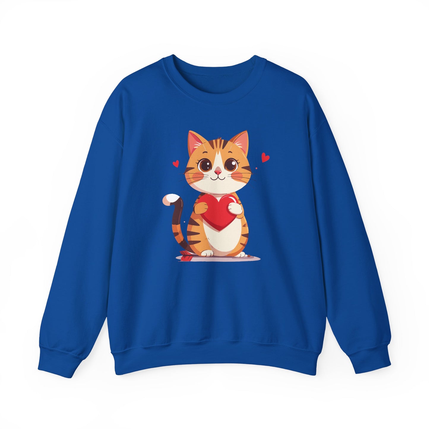 Cat Heart Sweatshirt, Heart Sweatshirt, Cat Sweatshirt, Valentine's Day Sweatshirt, 50/50 Cotton-Poly Animal Sweatshirt 103