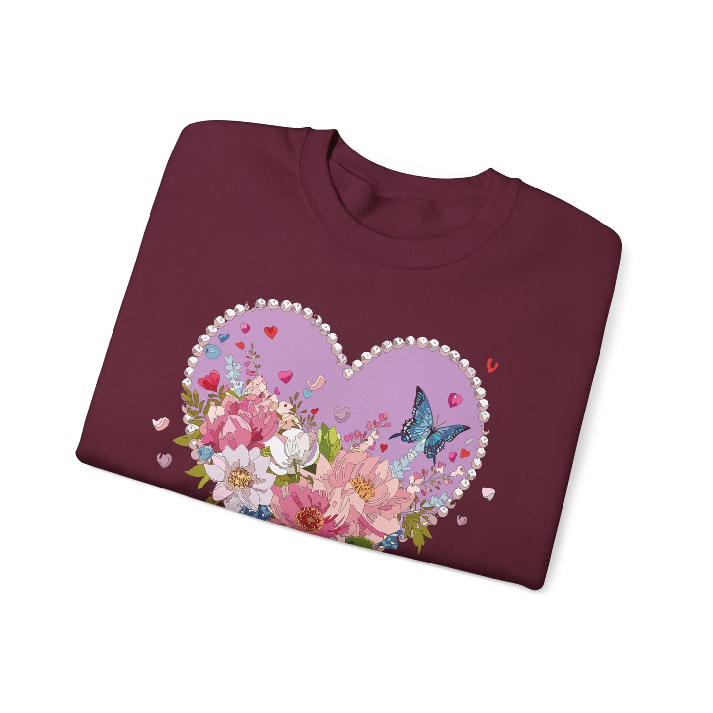 Floral Heart Sweatshirt, Floral Love Sweatshirt, Valentine's Day Sweatshirt, Heart Floral Sweatshirt