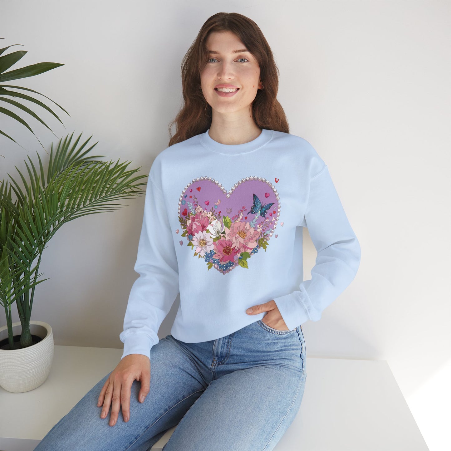 Floral Heart Sweatshirt, Floral Love Sweatshirt, Valentine's Day Sweatshirt, Heart Floral Sweatshirt