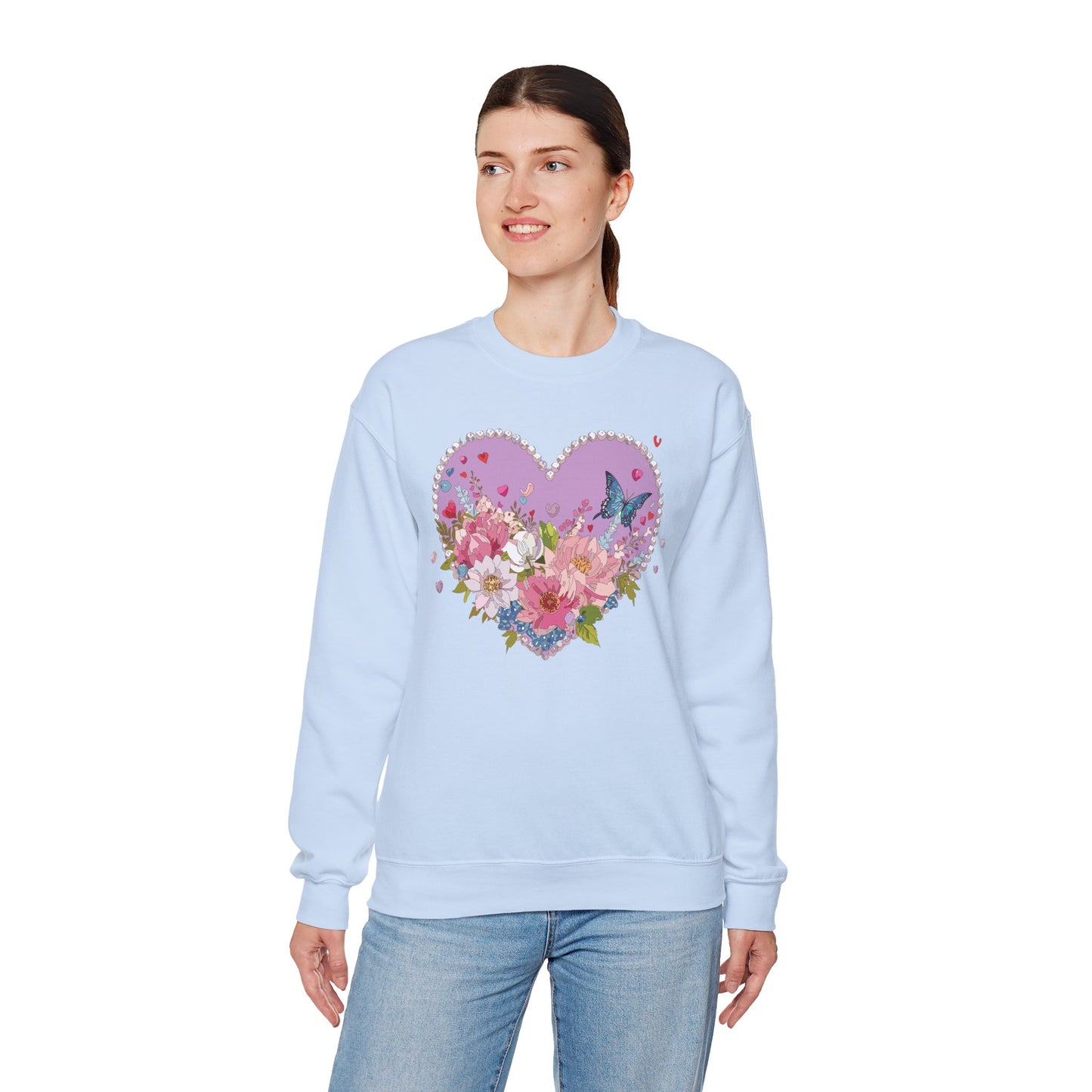 Floral Heart Sweatshirt, Floral Love Sweatshirt, Valentine's Day Sweatshirt, Heart Floral Sweatshirt