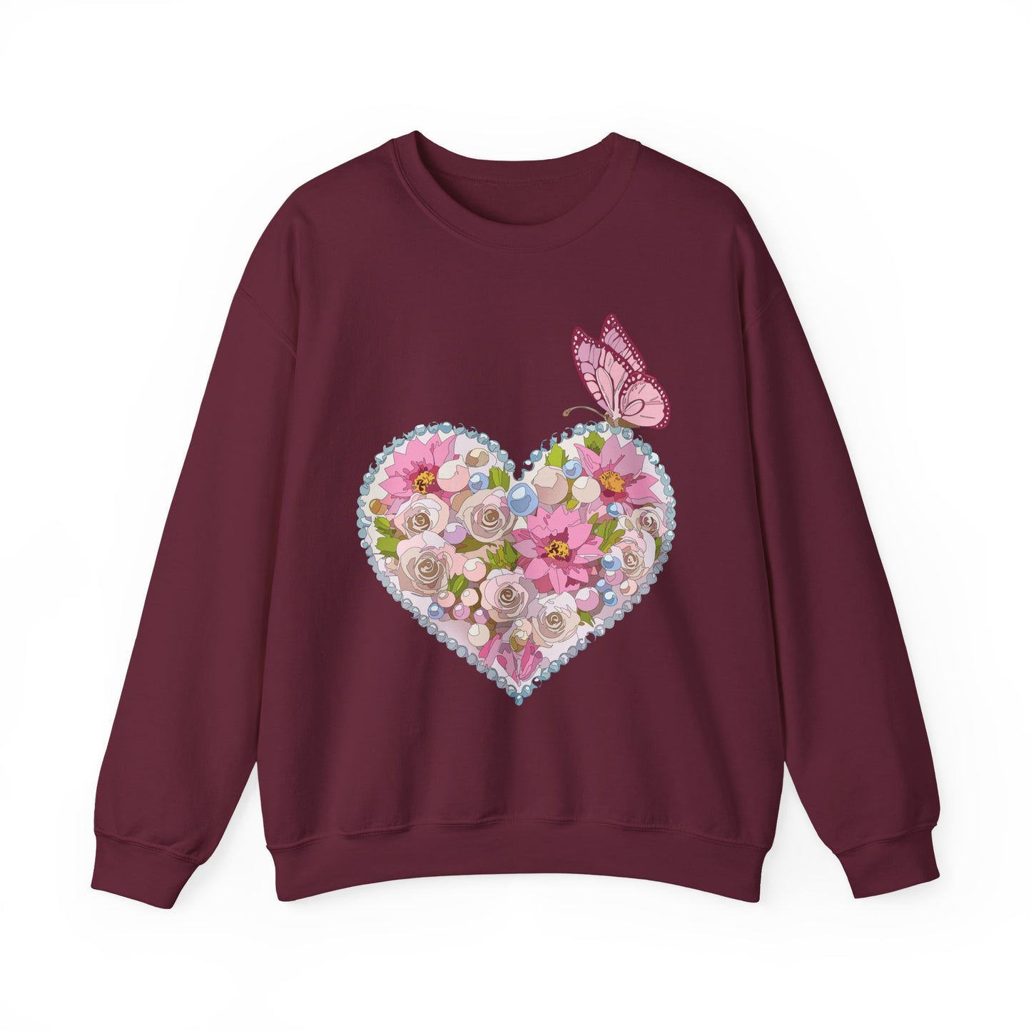 Floral Heart Sweatshirt, Floral Love Sweatshirt, Valentine's Day Sweatshirt, Heart Floral Sweatshirt
