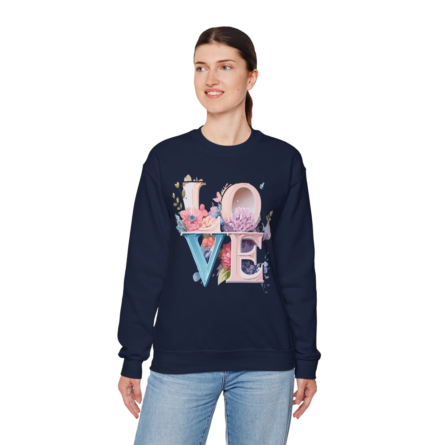 Floral Love Sweatshirt, Valentine's Day Sweatshirt, Love Flower Sweatshirt