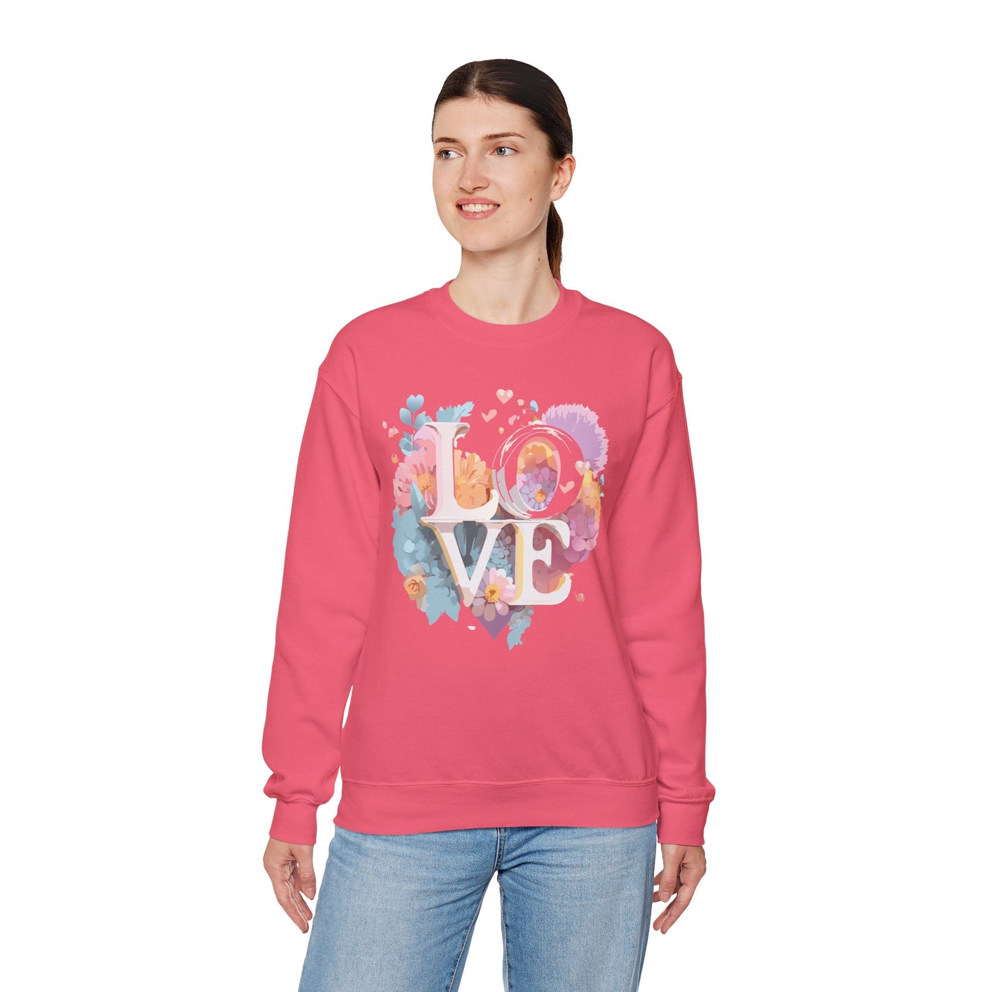 Floral Love Sweatshirt, Valentine's Day Sweatshirt, Love Flower Sweatshirt