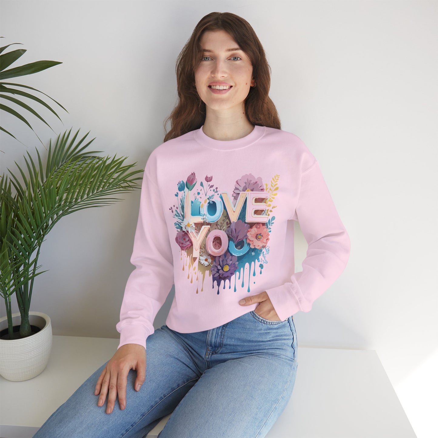 Floral Love Sweatshirt, Valentine's Day Sweatshirt, Love Flower Sweatshirt