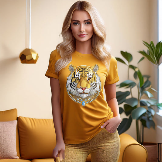 Animal Medallion Unisex Cotton Tee Shirt With Antique Design