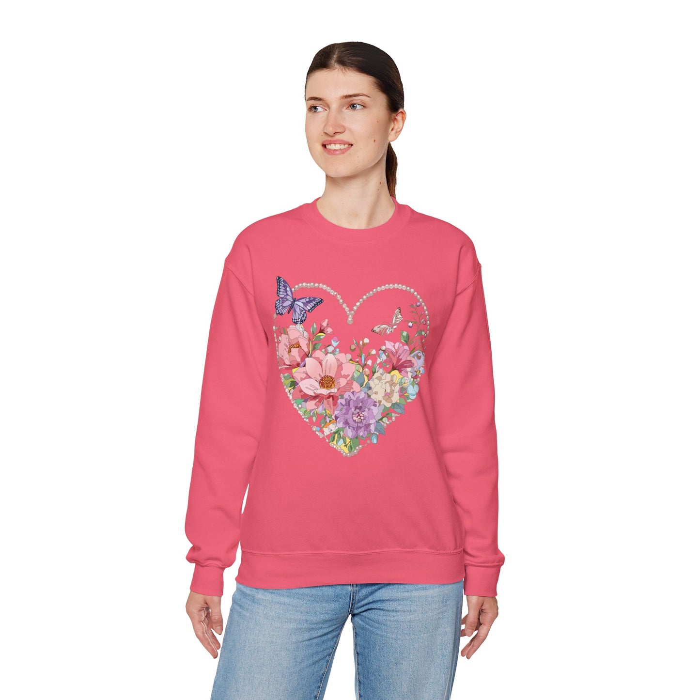 Floral Heart Sweatshirt, Floral Love Sweatshirt, Valentine's Day Sweatshirt, Heart Floral Sweatshirt
