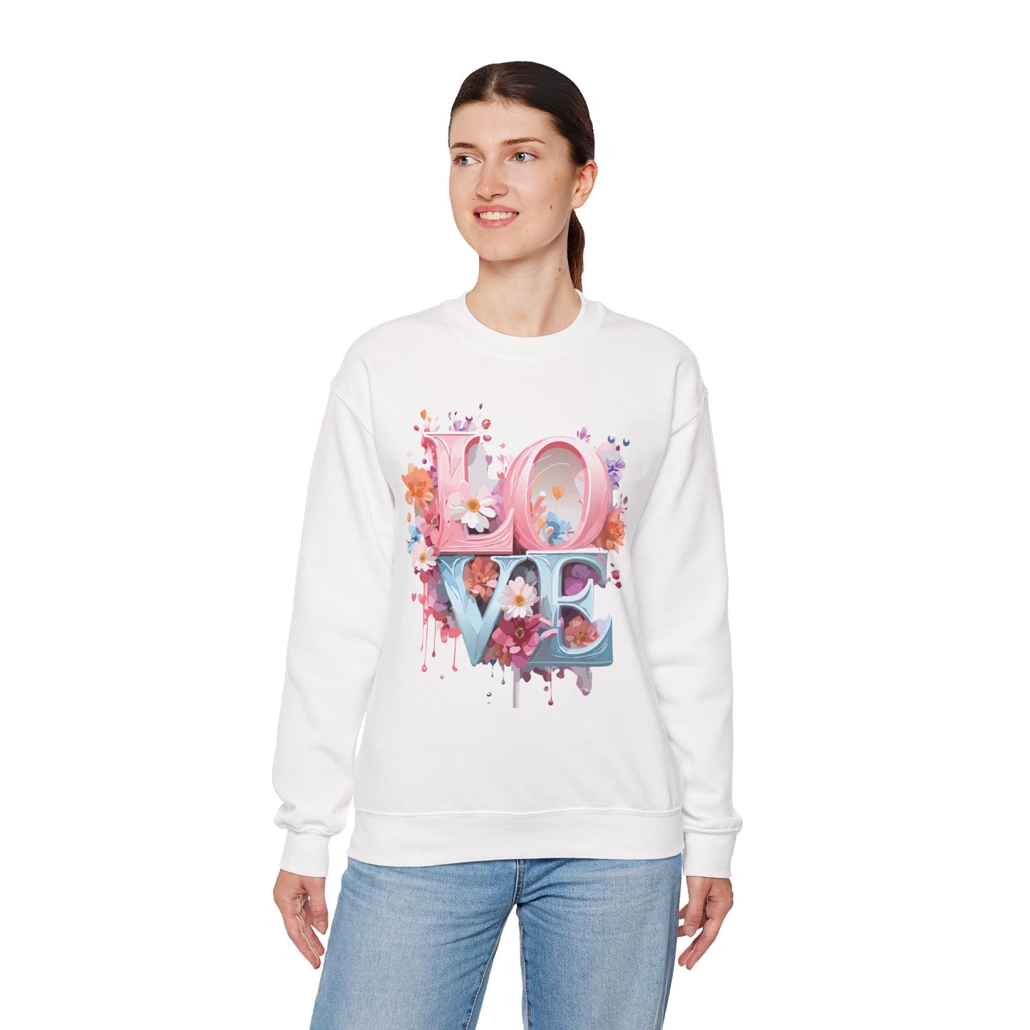 Floral Love Sweatshirt, Valentine's Day Sweatshirt, Love Flower Sweatshirt
