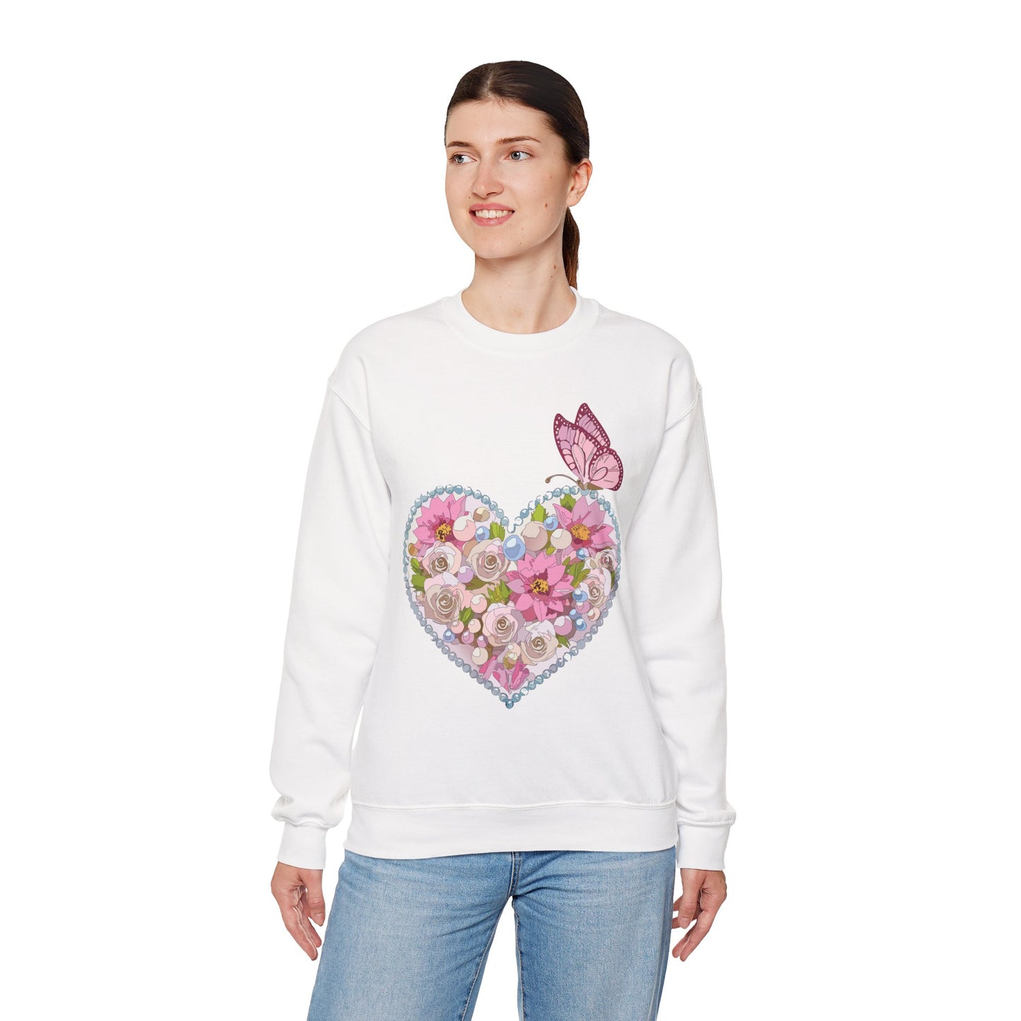 Floral Heart Sweatshirt, Floral Love Sweatshirt, Valentine's Day Sweatshirt, Heart Floral Sweatshirt