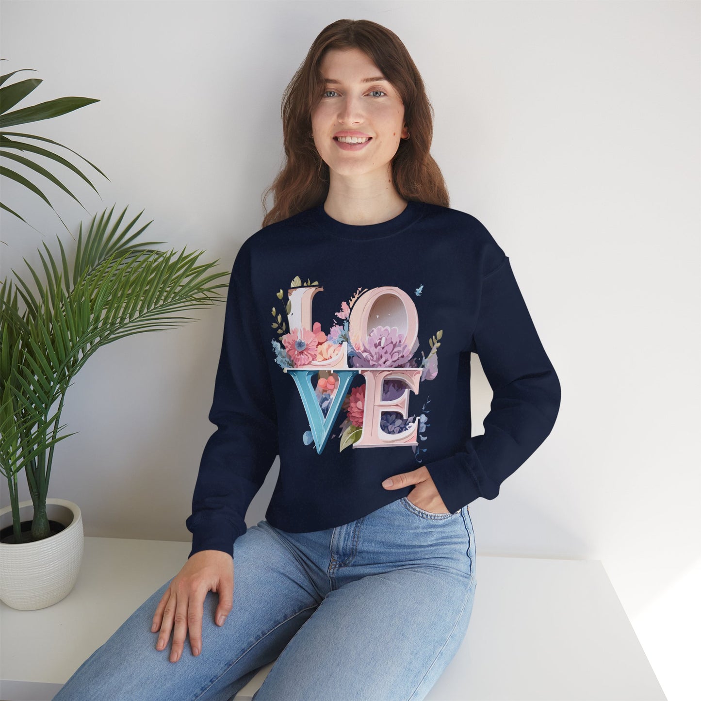 Floral Love Sweatshirt, Valentine's Day Sweatshirt, Love Flower Sweatshirt