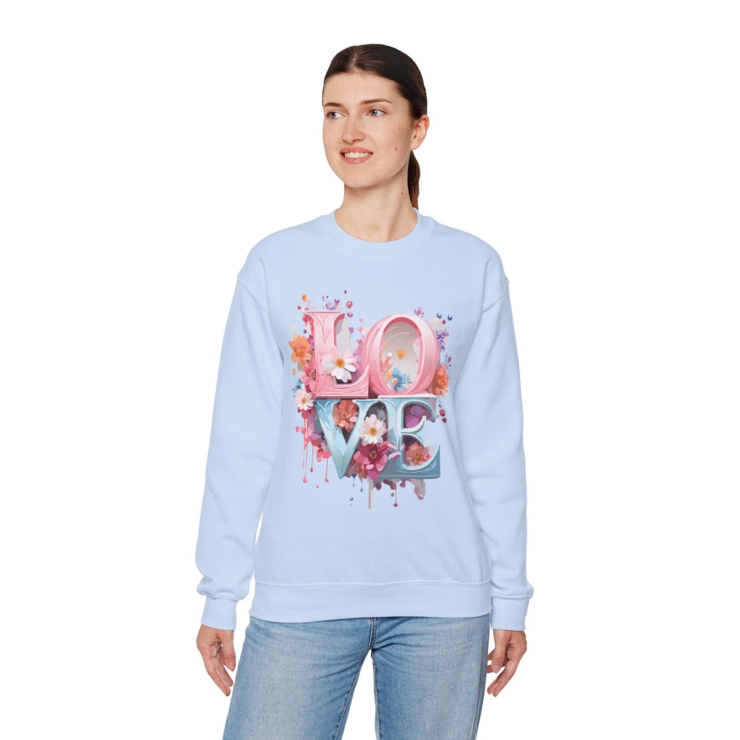 Floral Love Sweatshirt, Valentine's Day Sweatshirt, Love Flower Sweatshirt