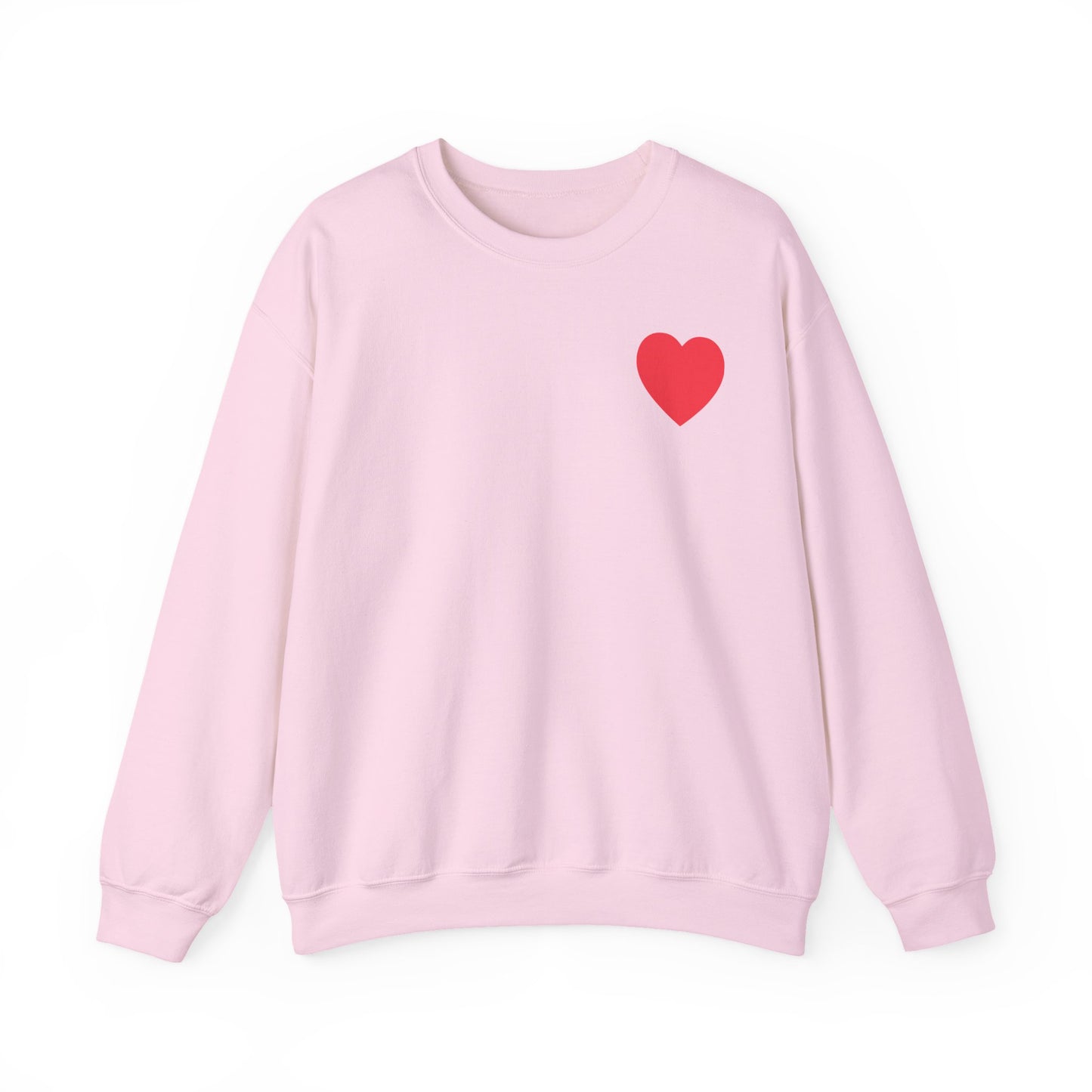 Small Red Heart Sweatshirt Unisex Love Design Gildan 18000 Heavy Blend Crewneck Valentines Day
