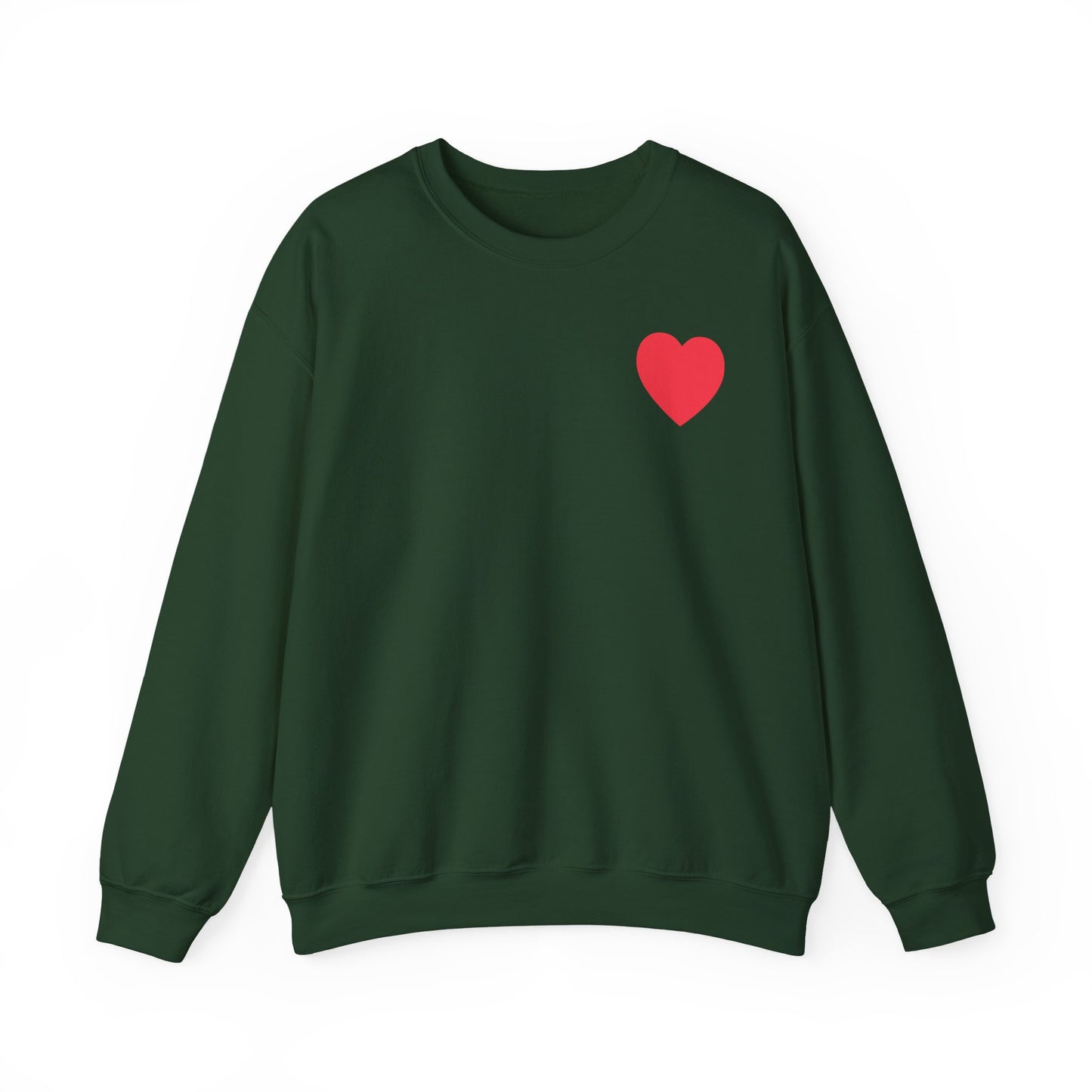 Small Red Heart Sweatshirt Unisex Love Design Gildan 18000 Heavy Blend Crewneck Valentines Day
