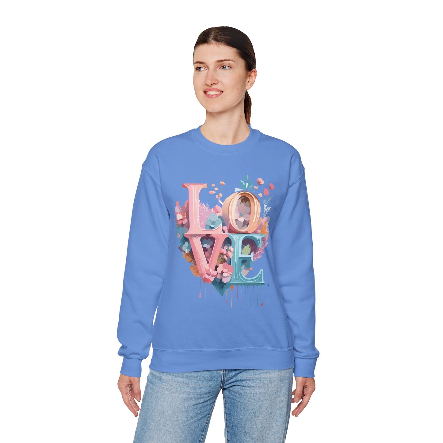 Floral Love Sweatshirt, Valentine's Day Sweatshirt, Love Flower Sweatshirt