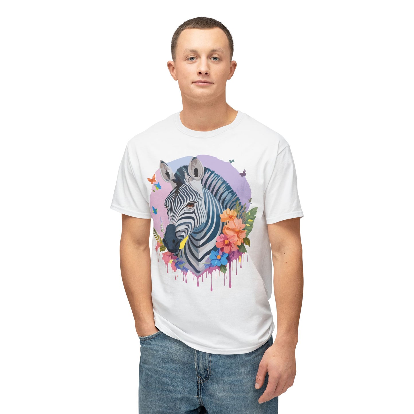 Zebra T-Shirt, Vintage Zebra Tee, Floral Tees, Zebra Art Design Shirt, Tee Shirt with Zebra 3