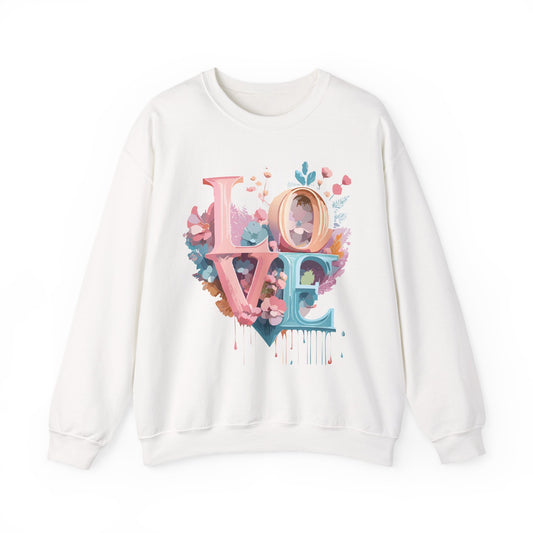Floral Love Sweatshirt, Valentine's Day Sweatshirt, Love Flower Sweatshirt