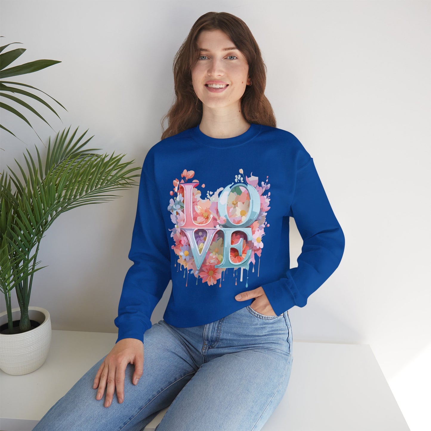 Floral Love Sweatshirt, Valentine's Day Sweatshirt, Love Flower Sweatshirt