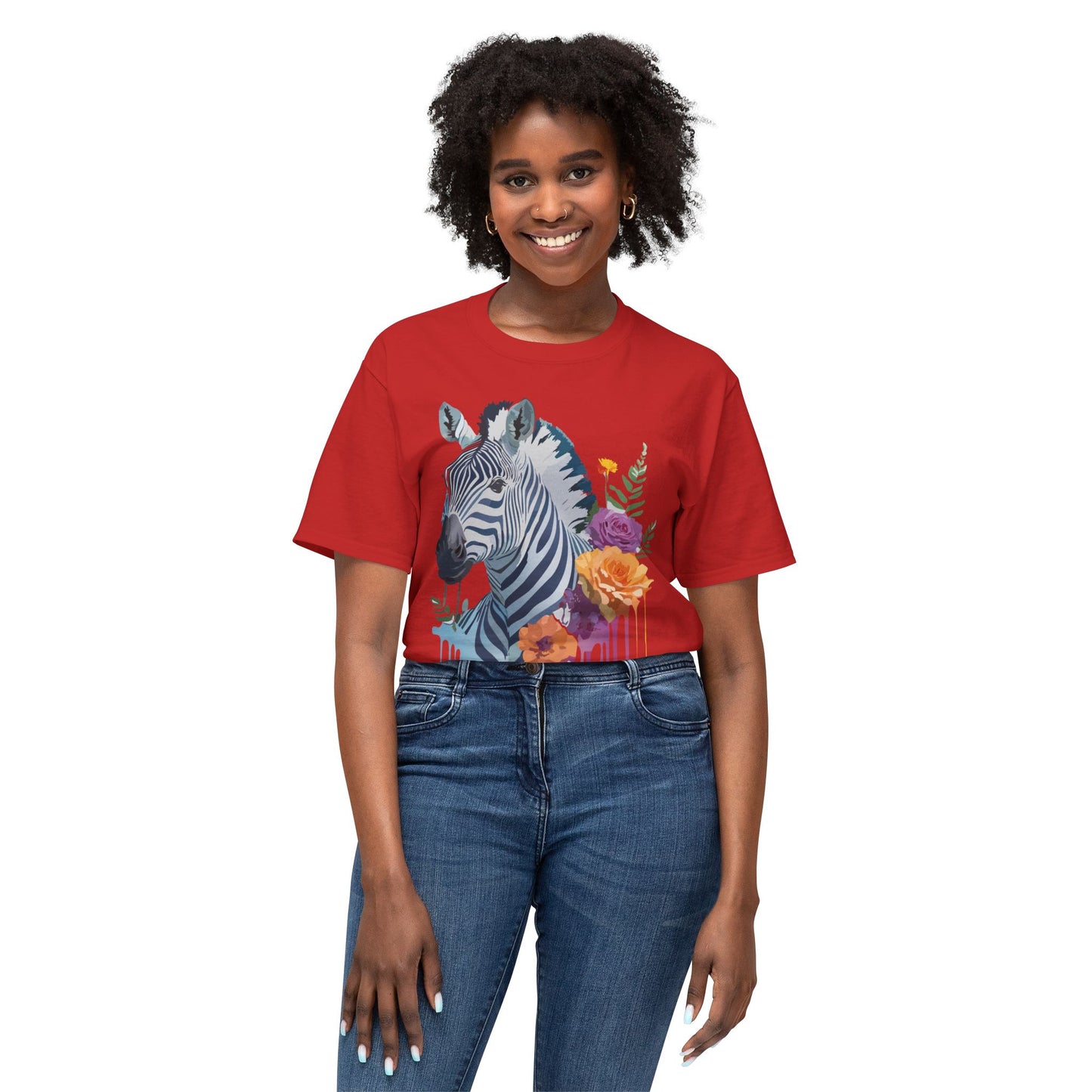 Zebra T-Shirt, Vintage Zebra Tee, Floral Tees, Zebra Art Design Shirt, Tee Shirt with Zebra 2