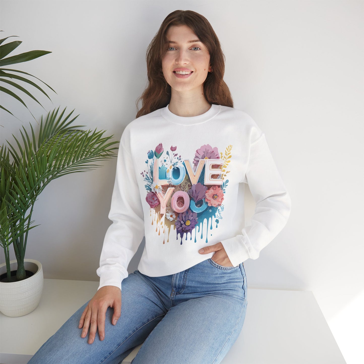 Floral Love Sweatshirt, Valentine's Day Sweatshirt, Love Flower Sweatshirt