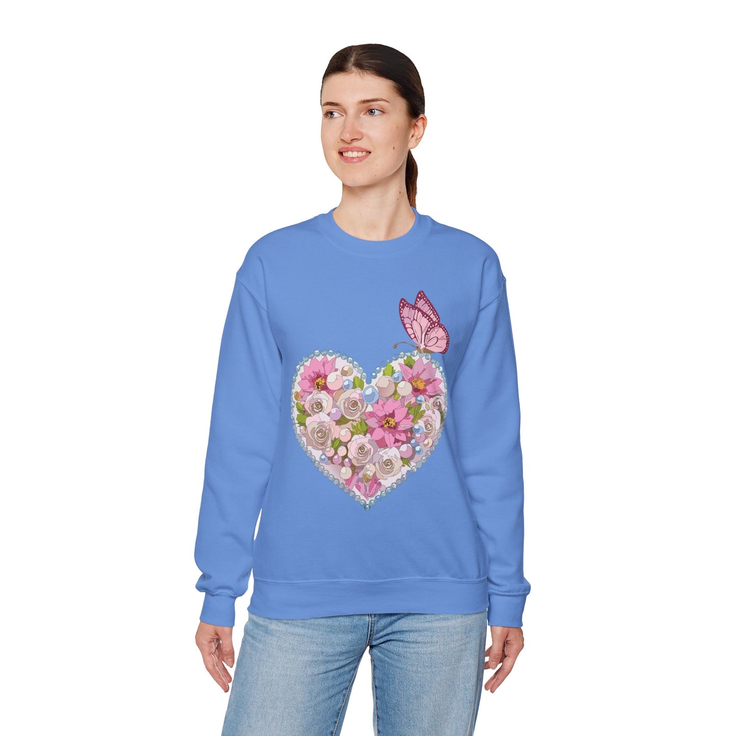 Floral Heart Sweatshirt, Floral Love Sweatshirt, Valentine's Day Sweatshirt, Heart Floral Sweatshirt