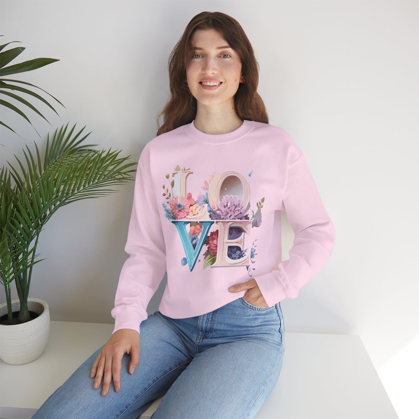 Floral Love Sweatshirt, Valentine's Day Sweatshirt, Love Flower Sweatshirt