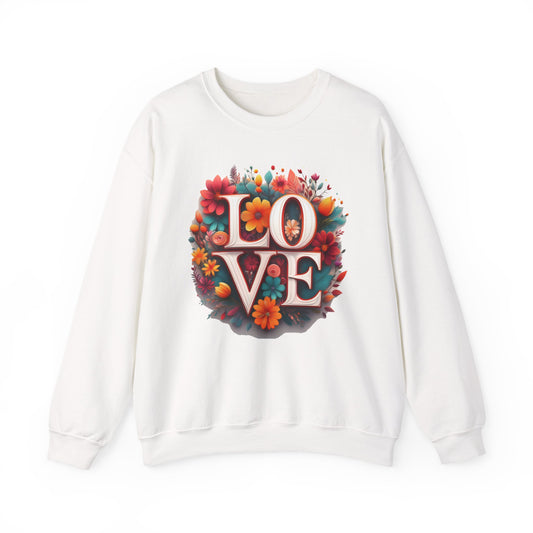 Floral Love Sweatshirt, Valentine's Day Sweatshirt, Love Flower Sweatshirt