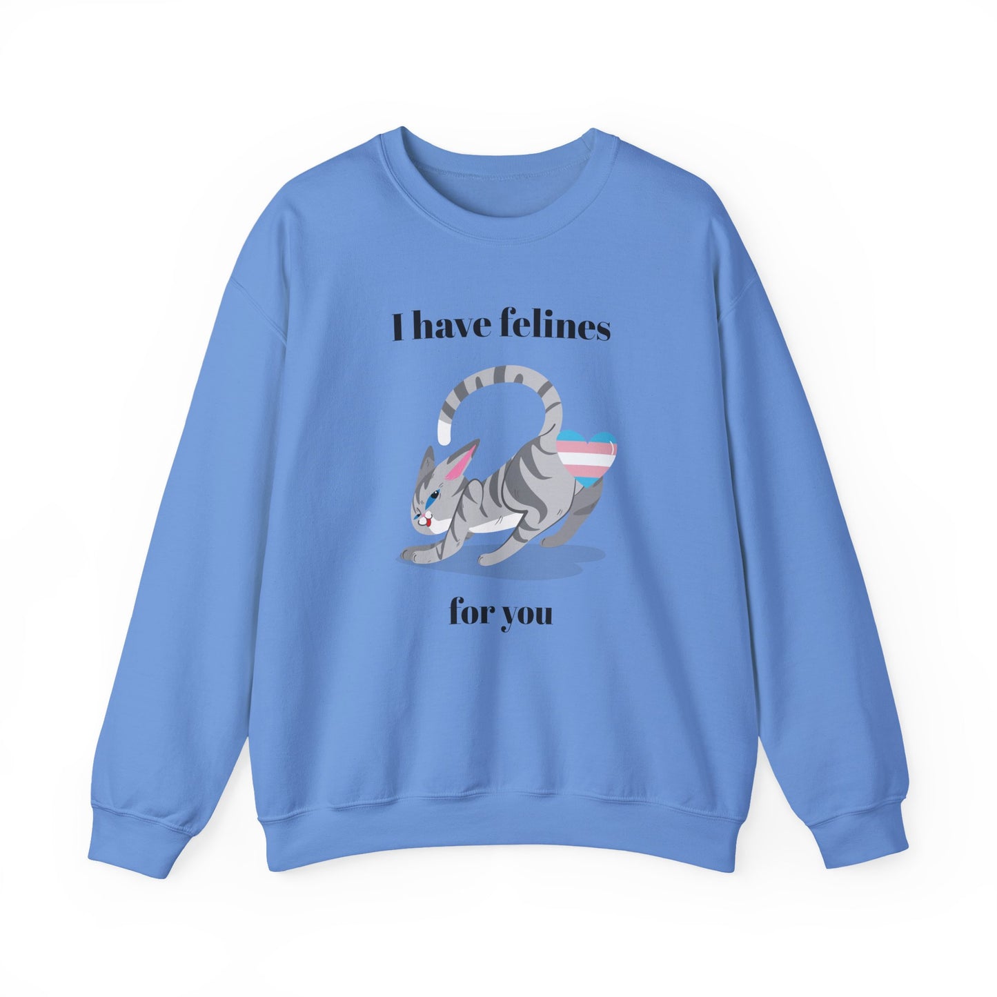 Cat Heart Sweatshirt Unisex Valentine Design 50 50 Cotton Poly Gildan 18000 Crewneck