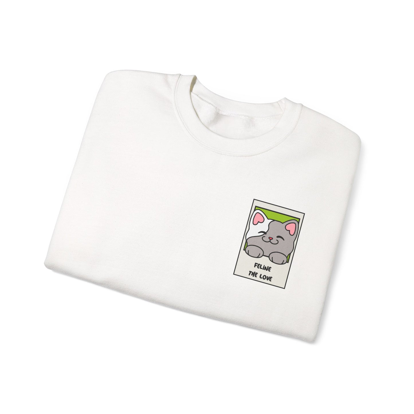 Pocket Cat Sweatshirt Unisex Cat Heart Sweatshirt Valentines Day Gift 50 Percent Cotton Poly Blend
