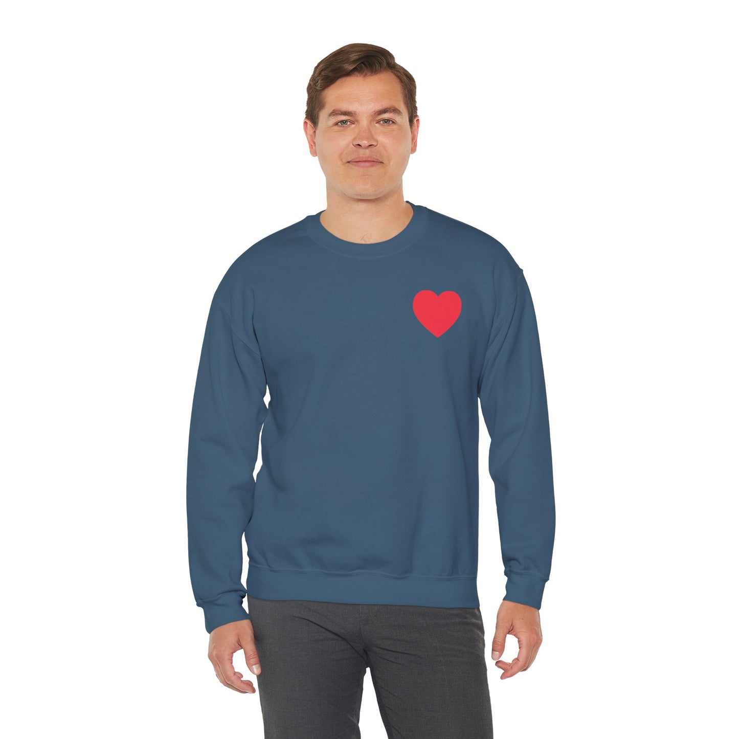 Small Red Heart Sweatshirt Unisex Love Design Gildan 18000 Heavy Blend Crewneck Valentines Day