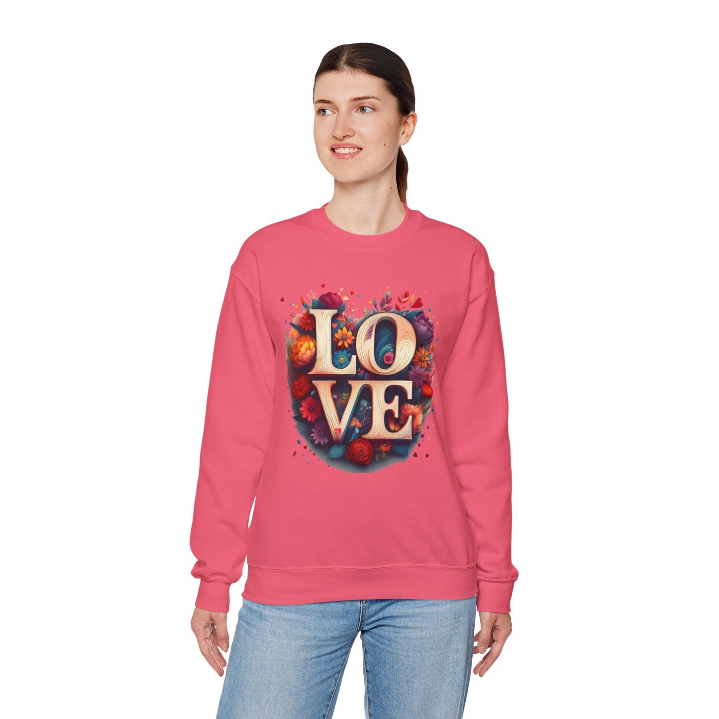 Floral Love Sweatshirt, Valentine's Day Sweatshirt, Love Flower Sweatshirt
