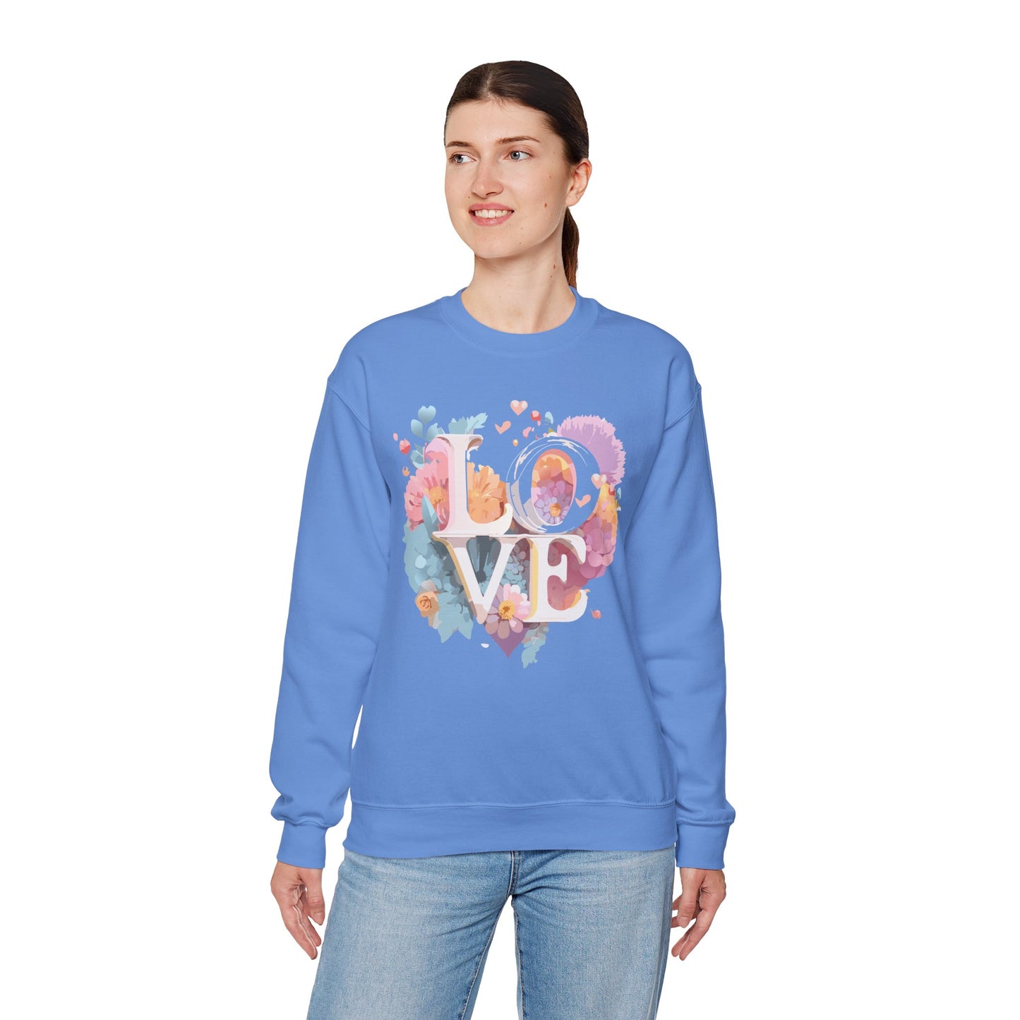 Floral Love Sweatshirt, Valentine's Day Sweatshirt, Love Flower Sweatshirt