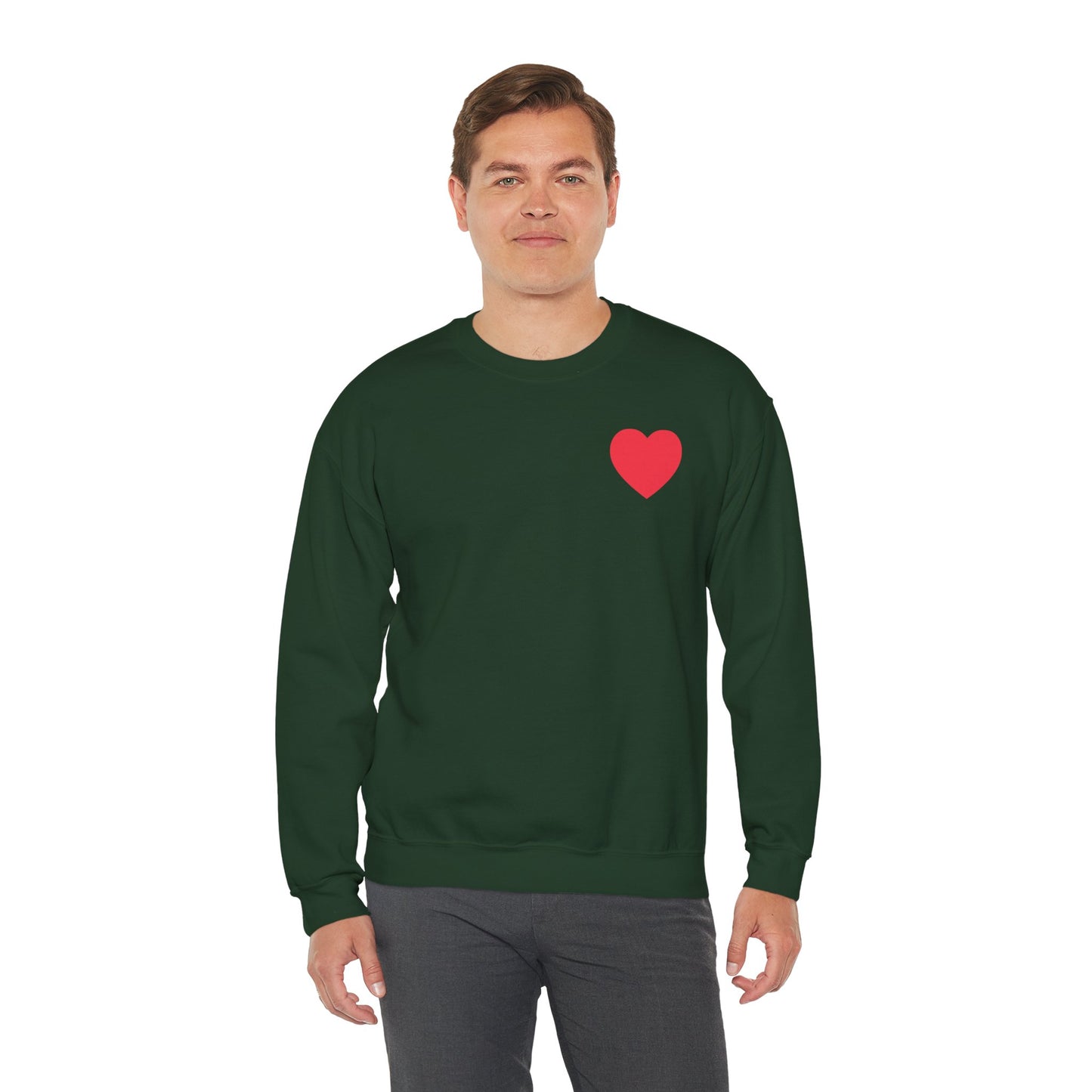 Small Red Heart Sweatshirt Unisex Love Design Gildan 18000 Heavy Blend Crewneck Valentines Day