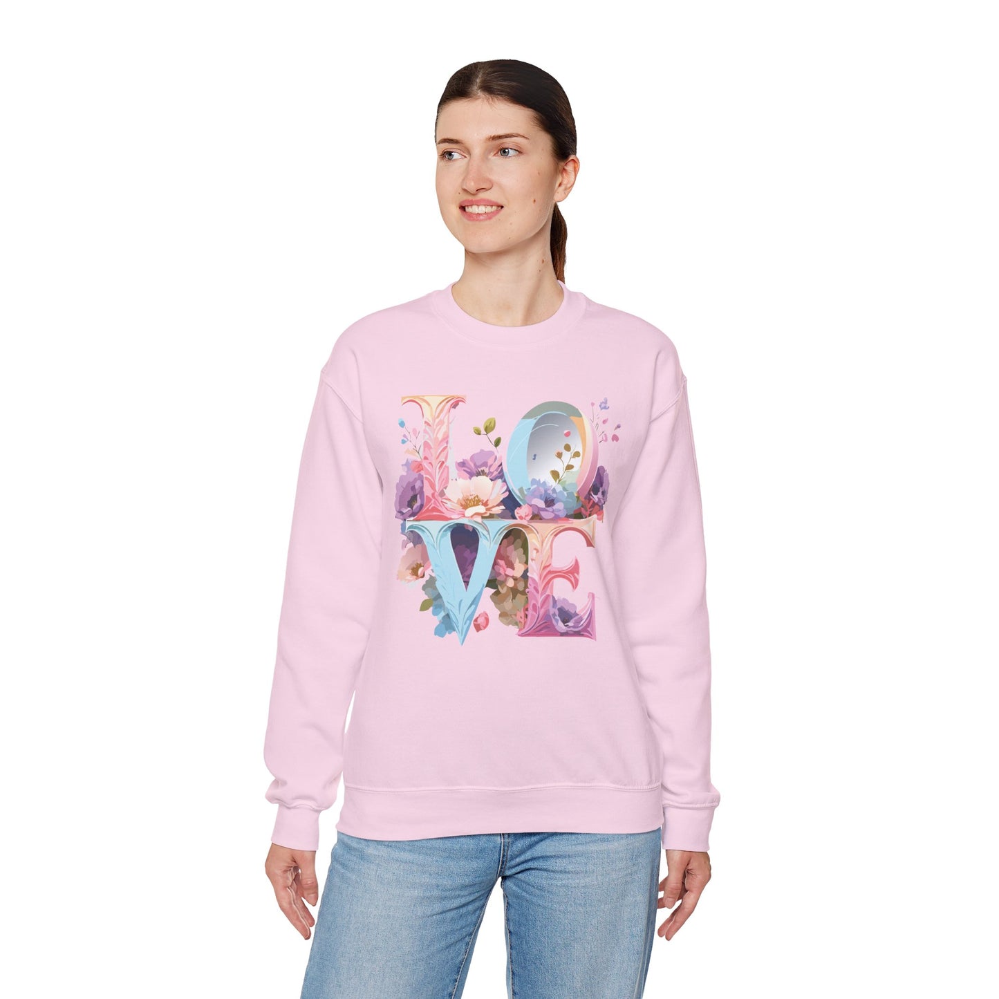Floral Love Sweatshirt, Valentine's Day Sweatshirt, Love Flower Sweatshirt