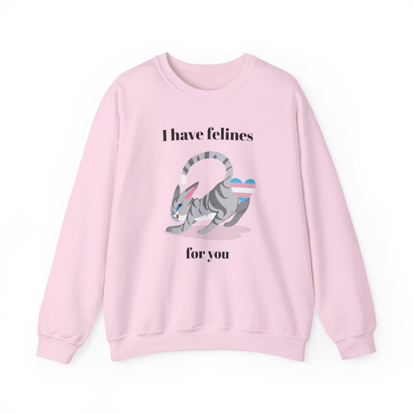 Cat Heart Sweatshirt Unisex Valentine Design 50 50 Cotton Poly Gildan 18000 Crewneck
