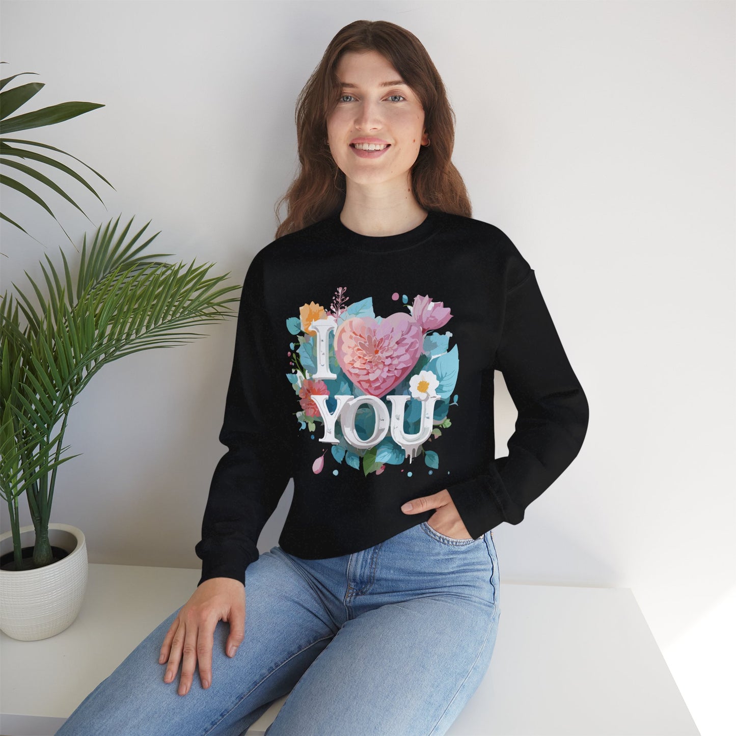 Floral Love Sweatshirt, Valentine's Day Sweatshirt, Love Flower Sweatshirt