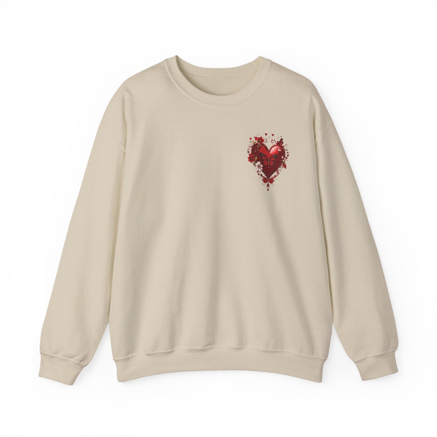 Floral Red Heart Sweatshirt Unisex Valentines Day Love Print Cozy Heavy Blend Crewneck