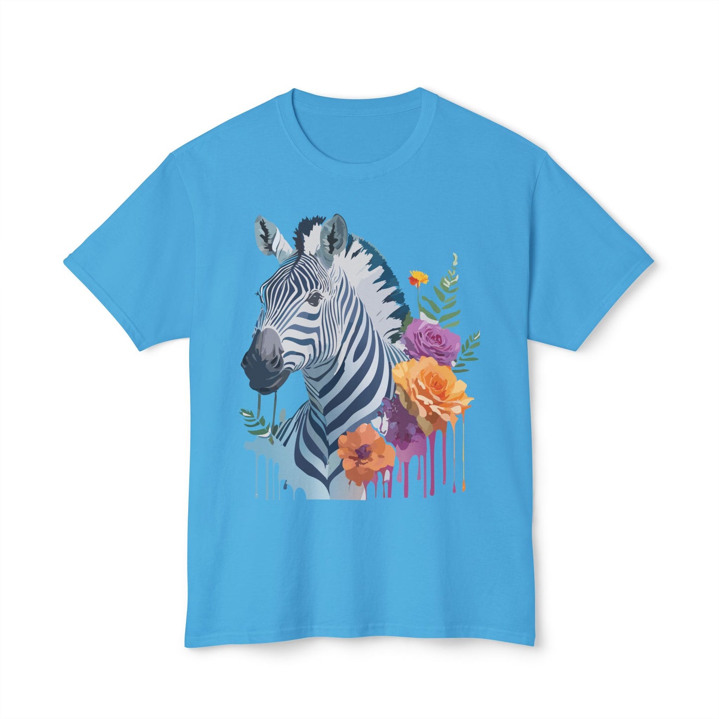 Zebra T-Shirt, Vintage Zebra Tee, Floral Tees, Zebra Art Design Shirt, Tee Shirt with Zebra 2