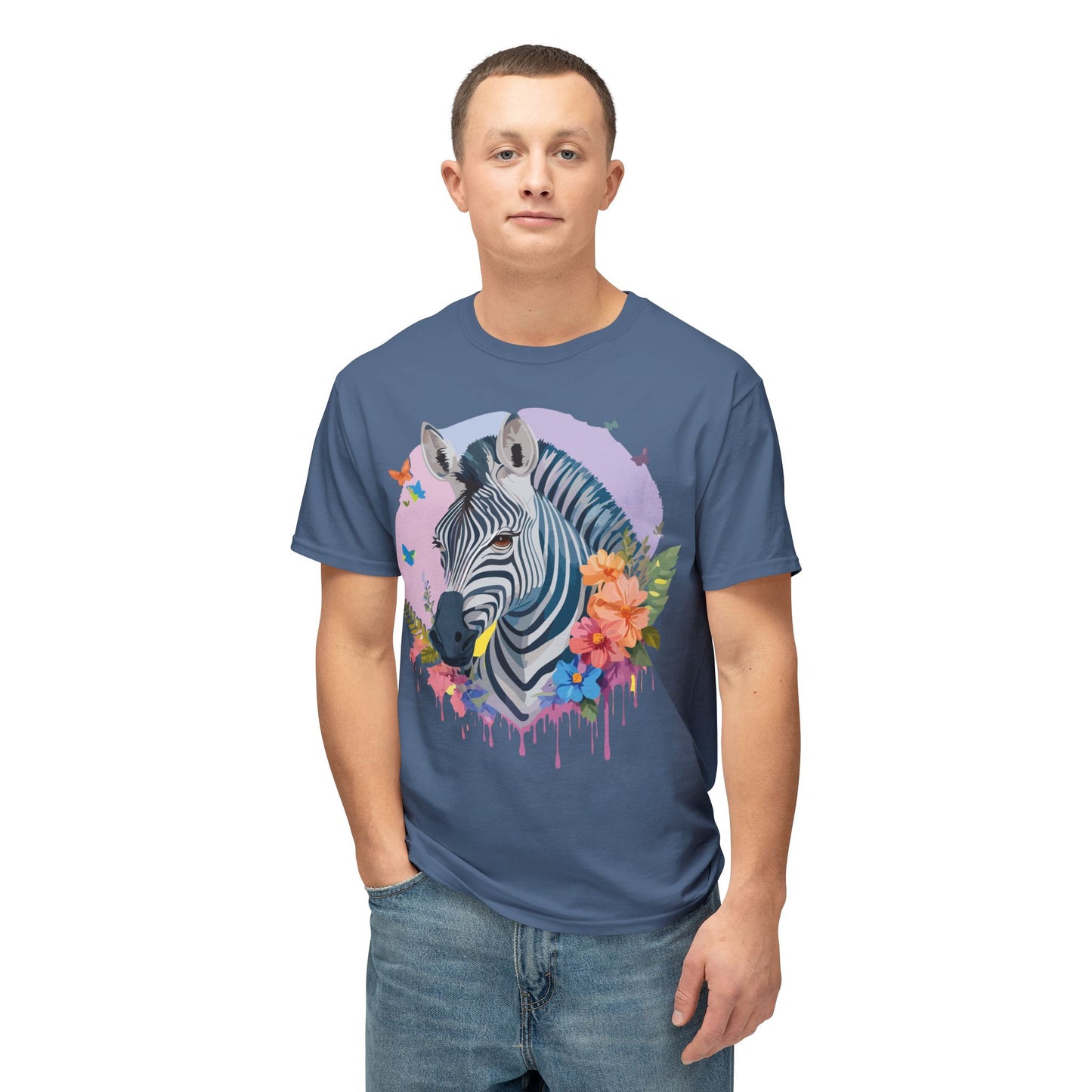 Zebra T-Shirt, Vintage Zebra Tee, Floral Tees, Zebra Art Design Shirt, Tee Shirt with Zebra 3