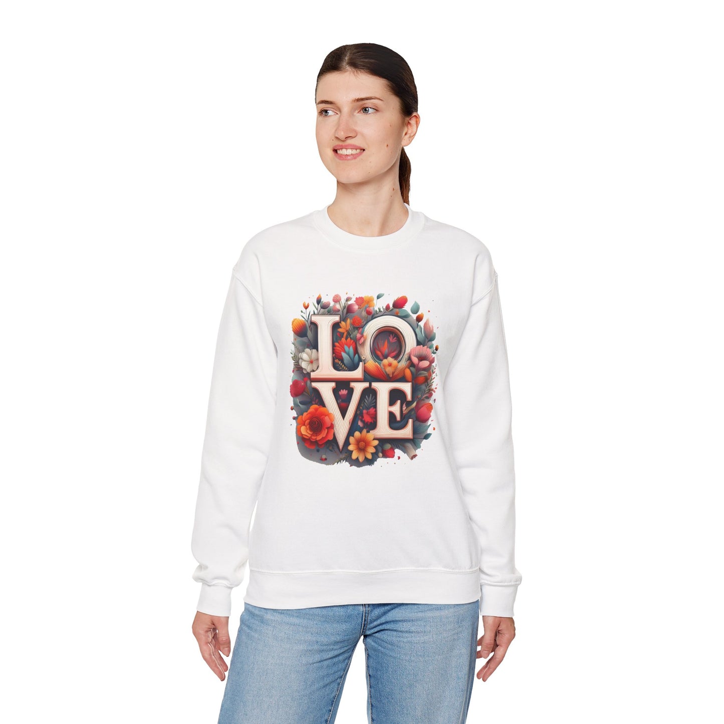 Floral Love Sweatshirt, Valentine's Day Sweatshirt, Love Flower Sweatshirt
