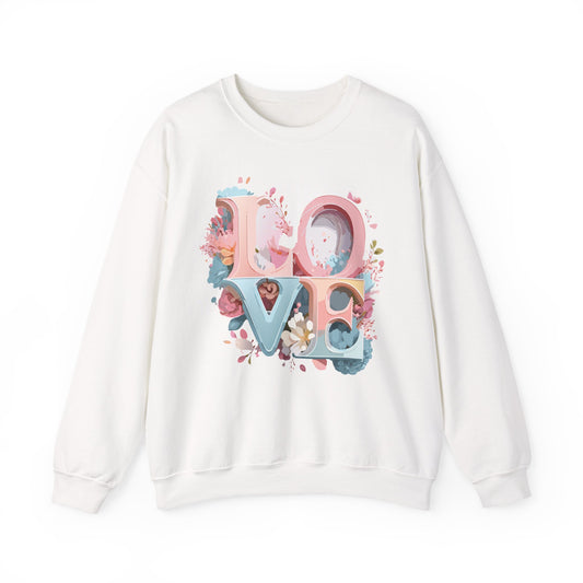 Floral Love Sweatshirt, Valentine's Day Sweatshirt, Love Flower Sweatshirt