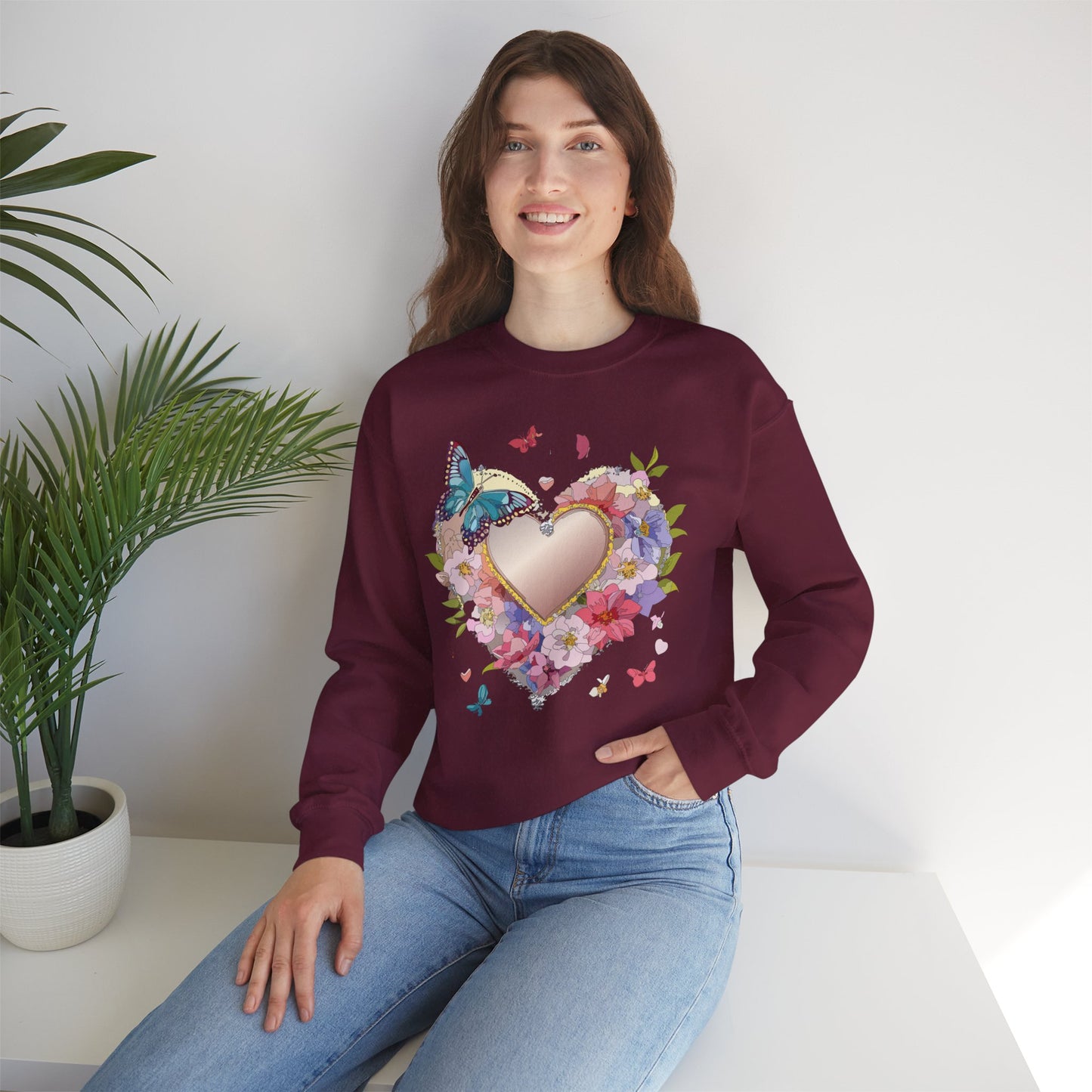 Floral Heart Sweatshirt, Floral Love Sweatshirt, Valentine's Day Sweatshirt, Heart Floral Sweatshirt