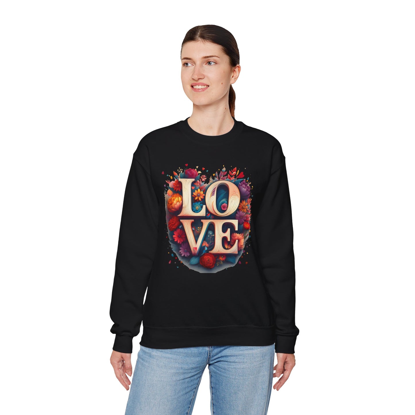 Floral Love Sweatshirt, Valentine's Day Sweatshirt, Love Flower Sweatshirt
